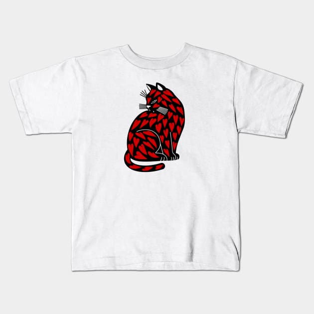 black cat heart Kids T-Shirt by MAYRAREINART